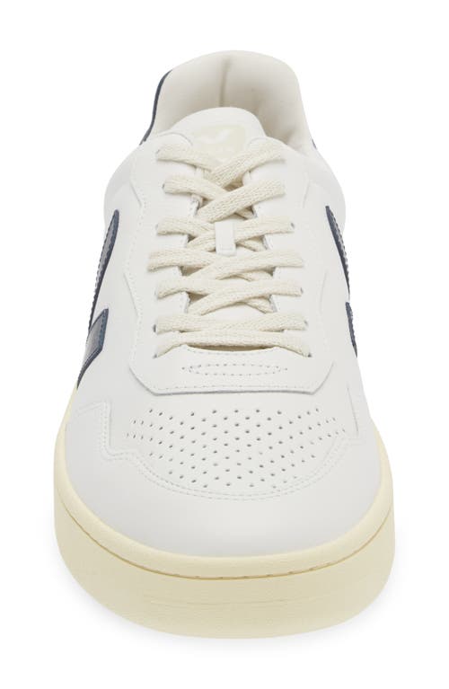 Shop Veja V-90 Leather Sneaker In Extra White Nautico