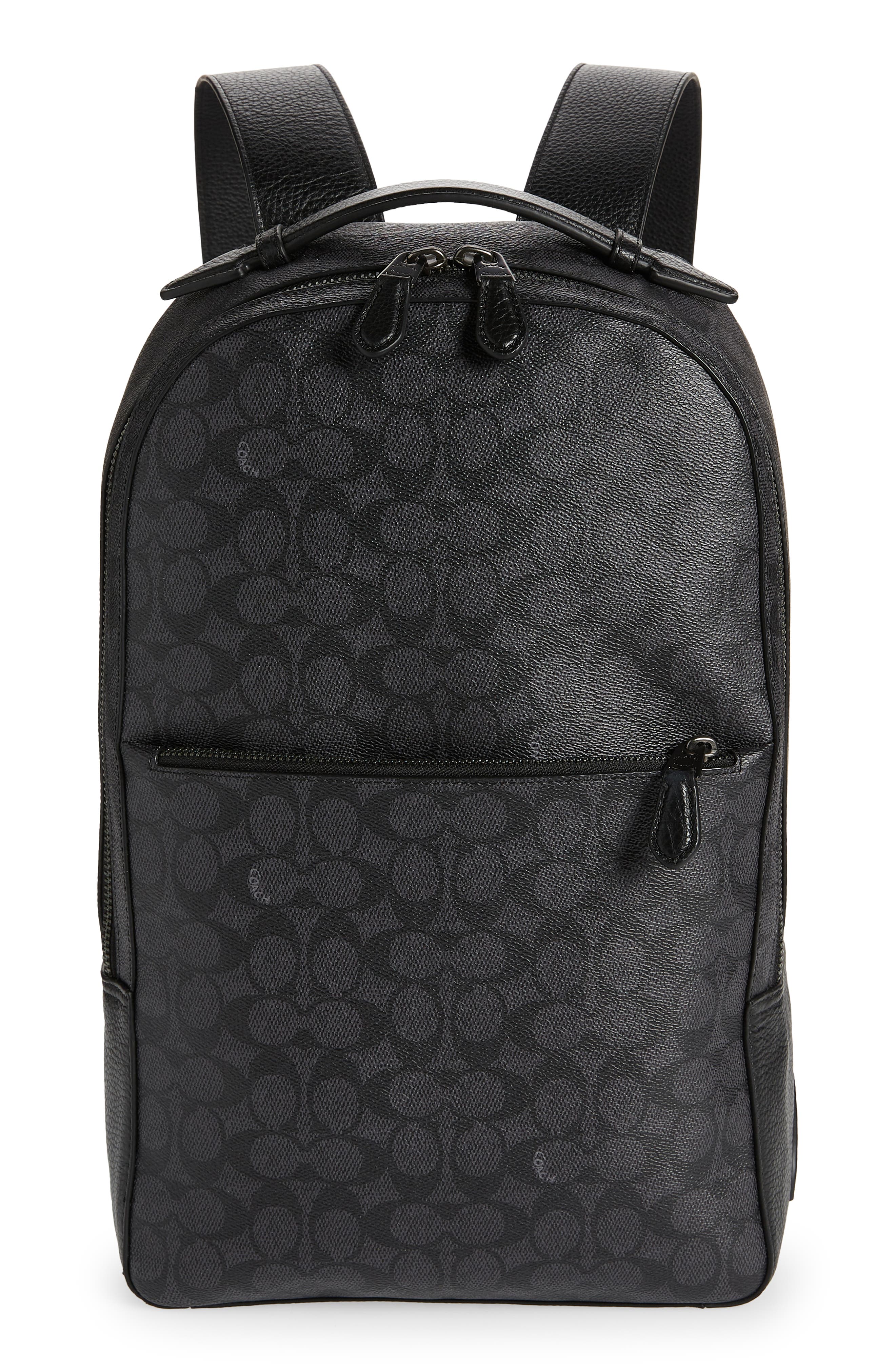 Men's Black Large Faux Leather BackPack Rucksack Bag 