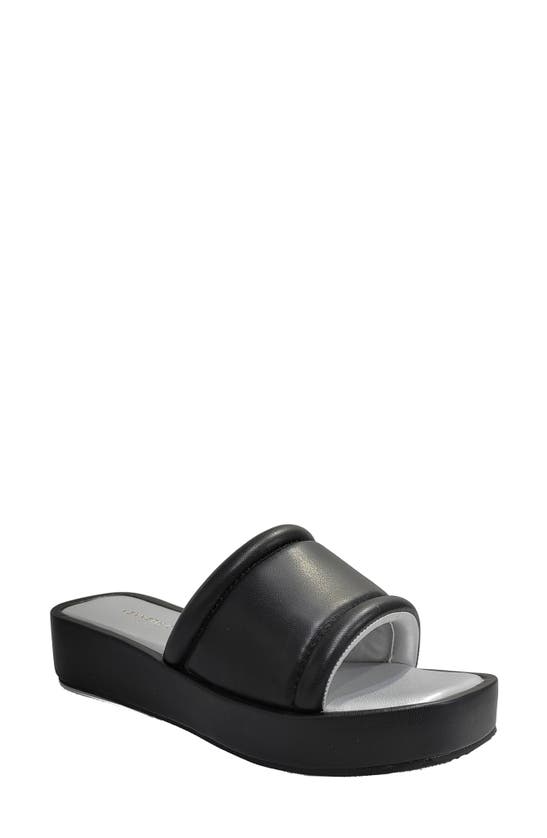 Kenneth Cole Women's Andreanna Slip On Platform Sandals In Black Smooth Pu