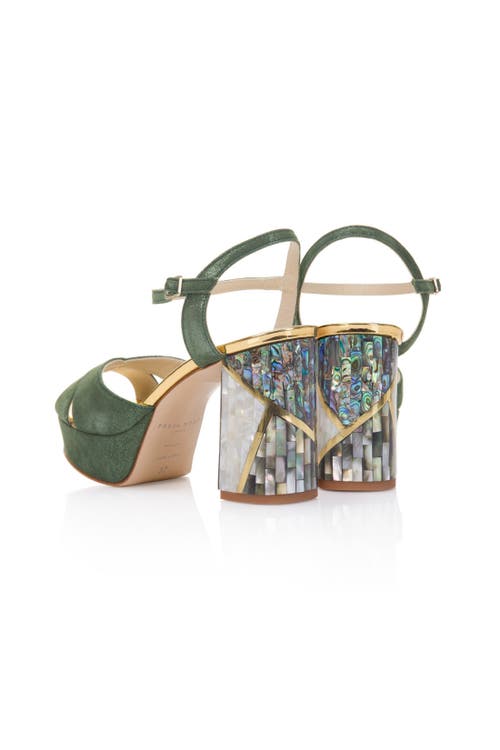 Shop Freya Rose Zahra Verde Ankle Strap Pearl Heel In Green