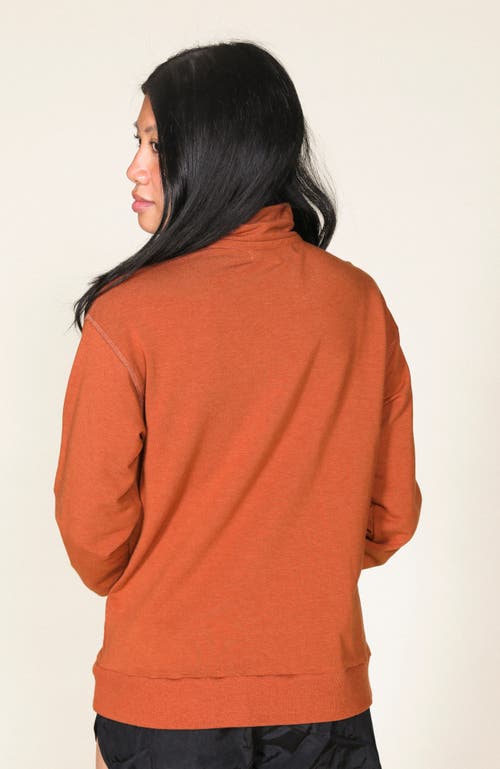 Shop Poplinen Frances Zip Collar Sweatshirt In Rust