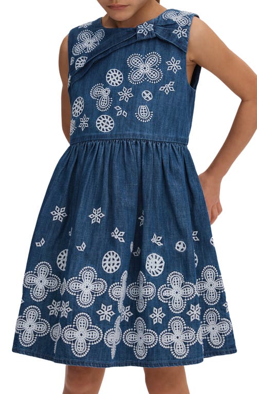 Shop Reiss Kids' Penny Jr. Embroidered Sleeveless Denim Dress