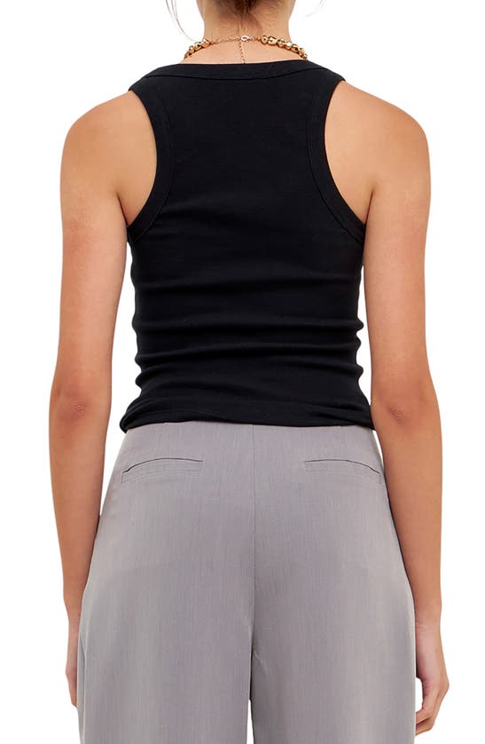 Grey Lab Scoop Neck Stretch Cotton Tank In Black