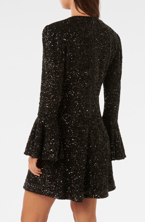 Shop Ever New Lizzy Sequin Long Sleeve Cocktail Minidress In Black