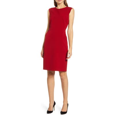 Anne Klein Sabre Stretch Cap Sleeve Sheath Dress, Red