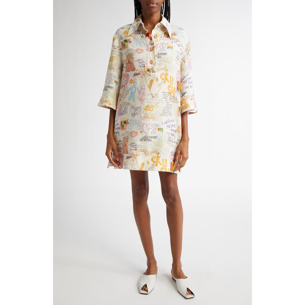 Shop Zimmermann Dear Diary Print Linen Shirtdress