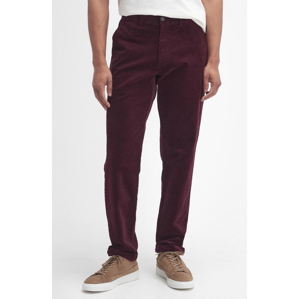Barbour Tailored Fit Cotton Stretch Corduroy Chinos In Dark Merlot