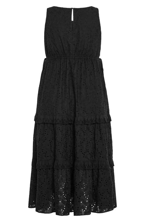 Shop City Chic Bridie Eyelet Sleeveless Tiered Maxi Dress In Black