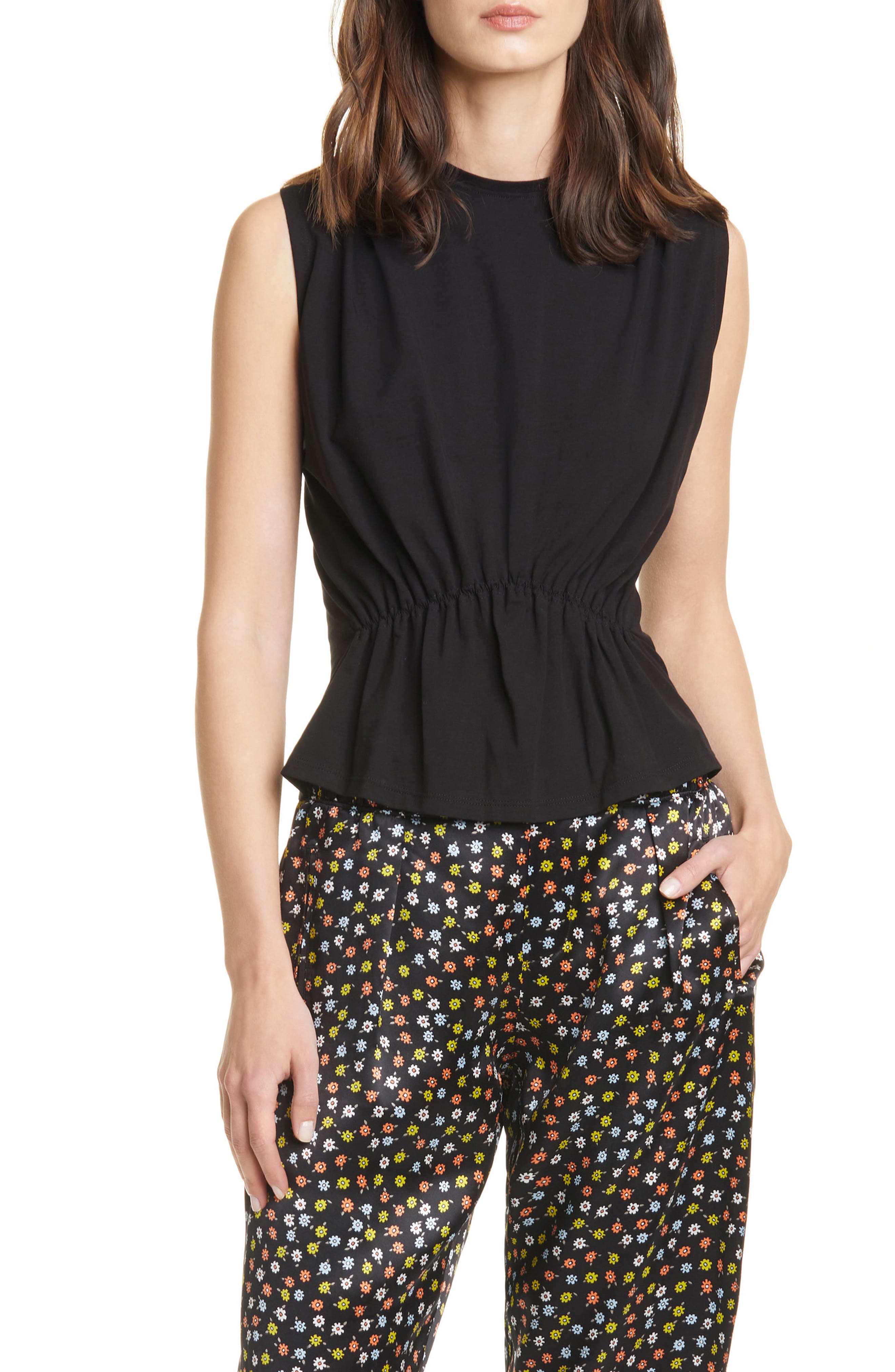 Atm Anthony Thomas Melillo Shirred Pima-cotton-stretch Tank In Black