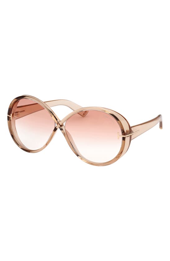 Shop Tom Ford Edie 64mm Oversize Round Sunglasses In Shiny Champagne / Bordeaux