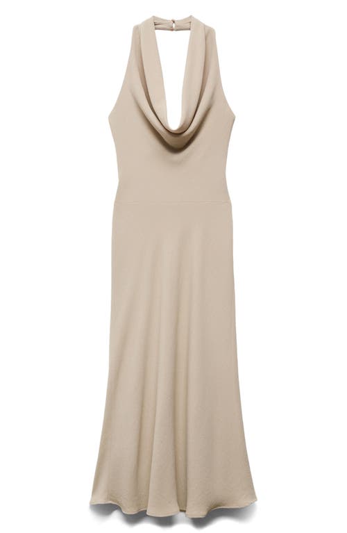 Mango Drape Halter Dress In Beige