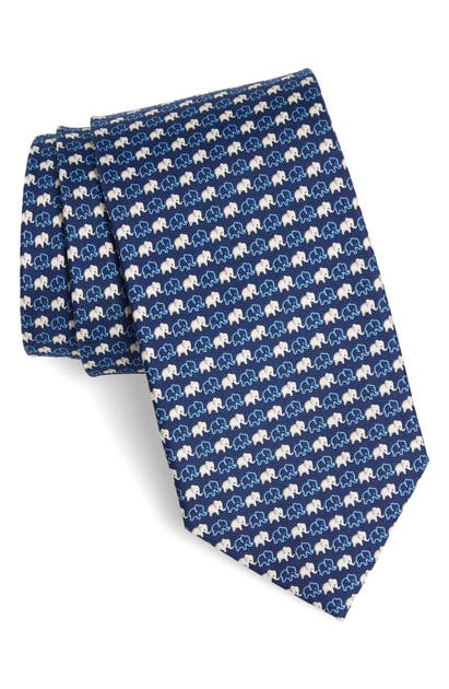 Click to view more detailed imagery on our partner's website Salvatore Ferragamo Men's Iumbo Elephants Silk Tie 1 In F.marino