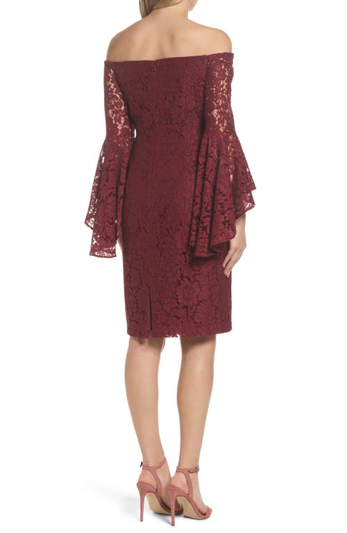 Chelsea28 Off The Shoulder Lace Dress In Burgundy London
