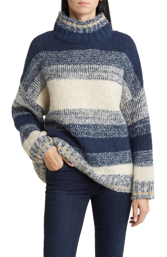 Wit & Wisdom Ombré Stripe Turtleneck Sweater In Navy Multi