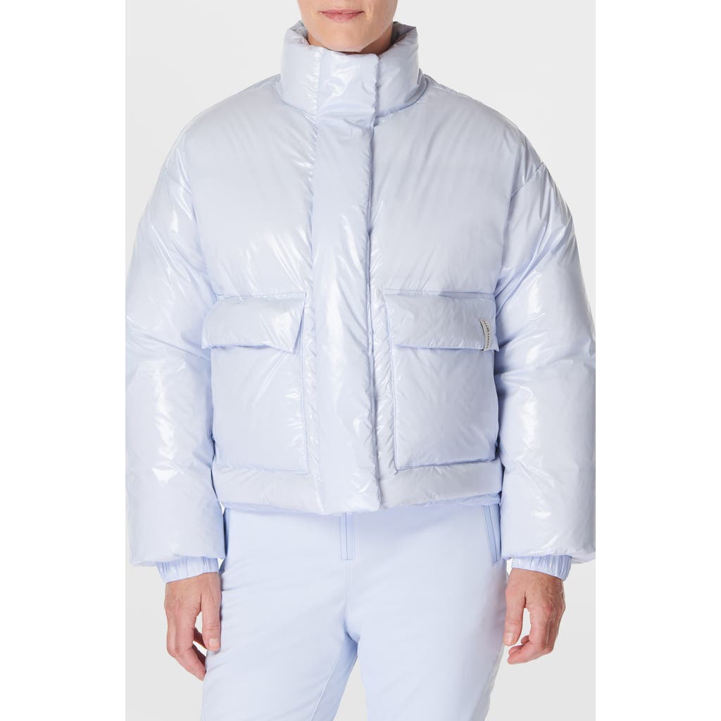 Sweaty Betty Shine Crop Puffer Jacket In Salt Blue