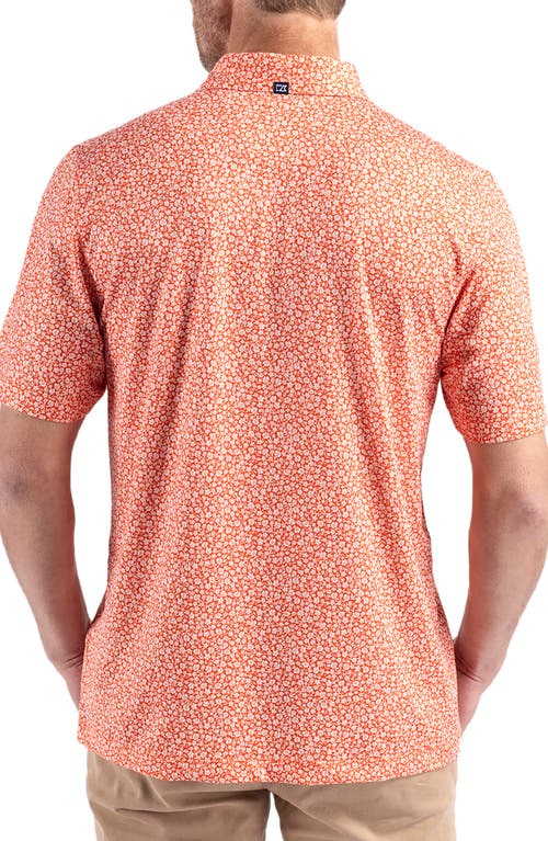 Cutter & Buck Pike Flora Print Polo In College Orange