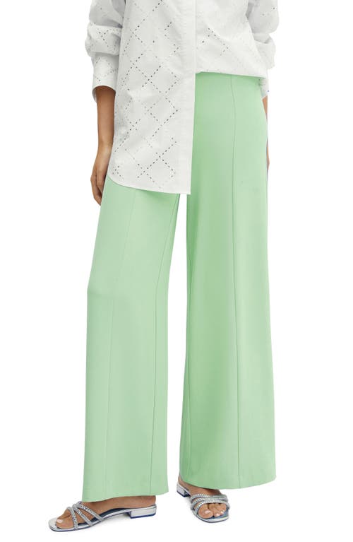 Shop Mango Pleated Wide Leg Pants In Green