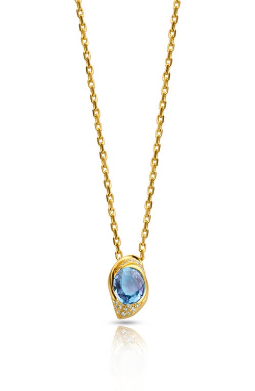 Flux Sapphire & Diamond Pendant Necklace in Blue