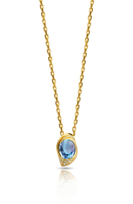 Dries Criel Flux Sapphire & Diamond Pendant Necklace In Gold