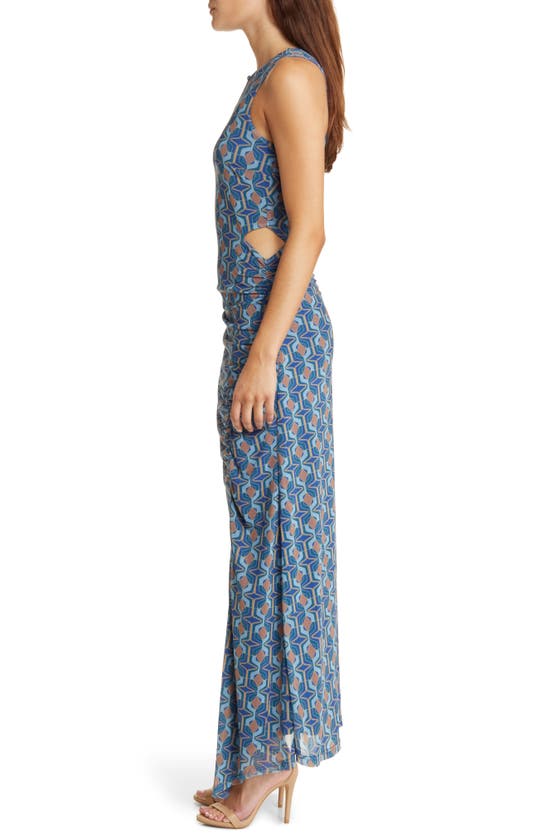 Shop Btfl-life Eilidh Ruched Cutout Mesh Dress In Blue