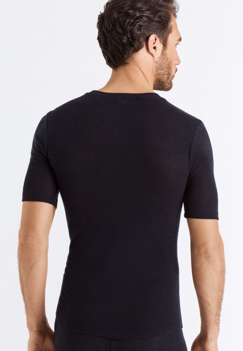 Hanro Silk Cashmere Short Sleeve Shirt In Black