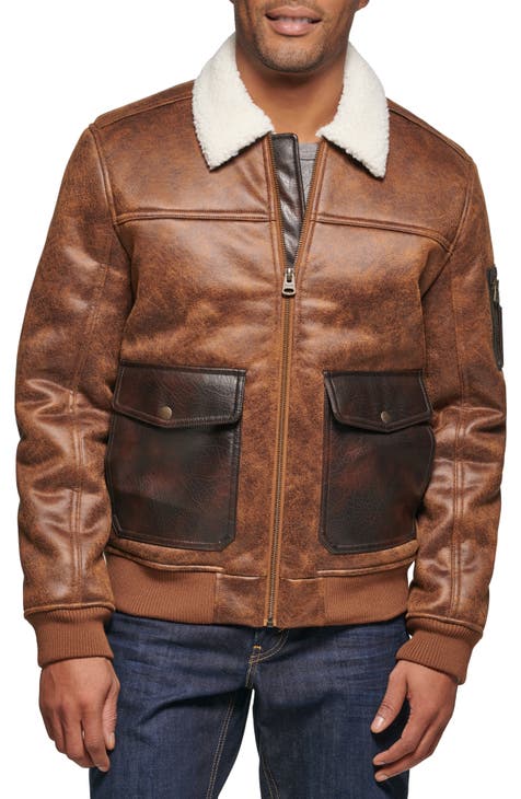 Men's Brown Leather & Faux Leather Jackets | Nordstrom