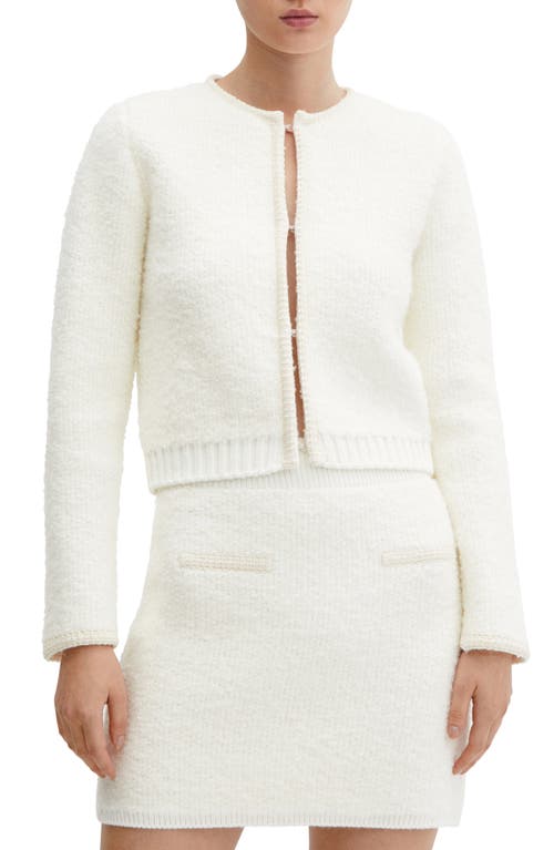 MANGO Contrast Tweed Cardigan in Ecru at Nordstrom, Size X-Small