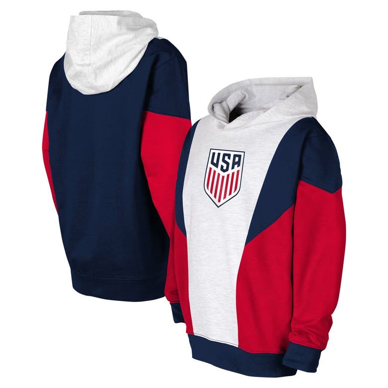 Shop Outerstuff Youth Ash/navy Usmnt Champion League Fleece Pullover Hoodie