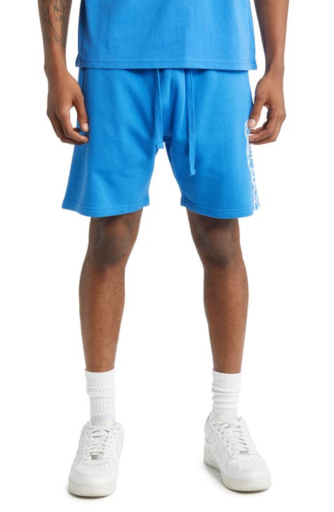 Givenchy Logo Boxy Fit Cotton Fleece Sweat Shorts in Baby Blue