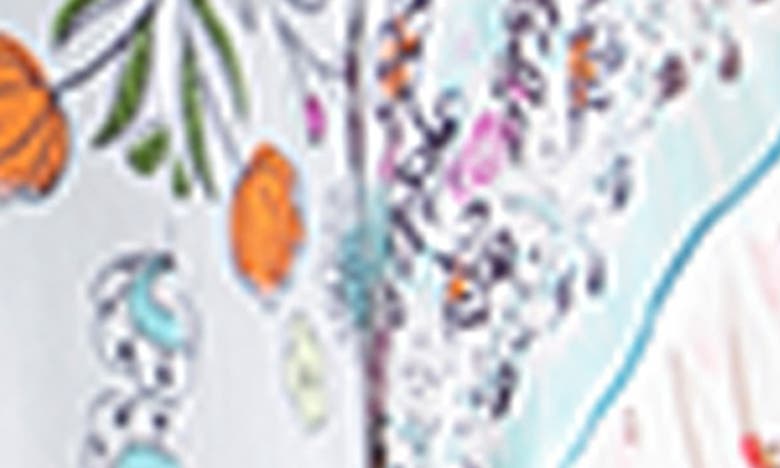 Shop Saachi Floral Print Ruffle Sleeve Cover-up Kaftan In Natural