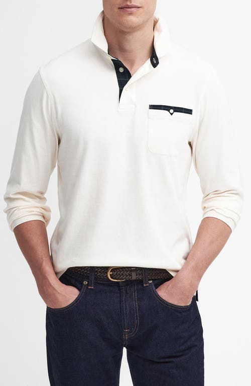 Shop Barbour Corpatch Long Sleeve Polo In Whisper White