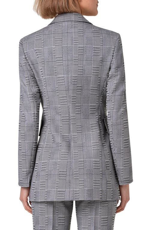 Akris Punto Glen Plain Double Breasted Wool Blazer In Black-cream