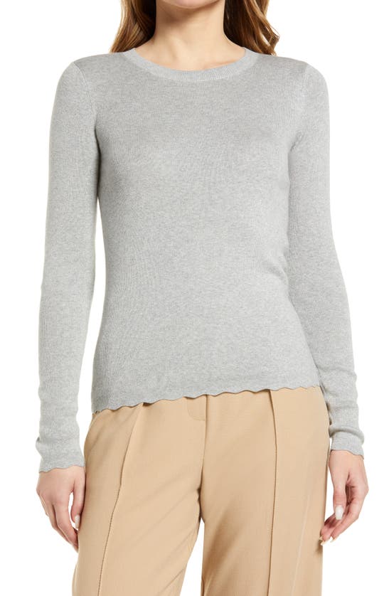 Halogen Ribbed Crewneck Sweater In Grey Heather