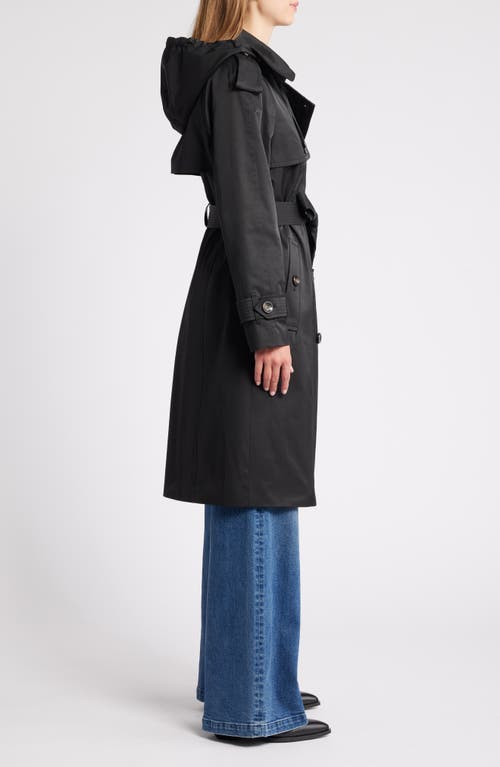 London Fog Water Resistant Belted Trench Coat In Black