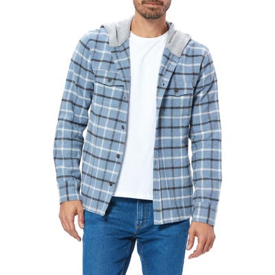 Paige Gavin Plaid Hooded Flannel Shirt Jacket, Blue