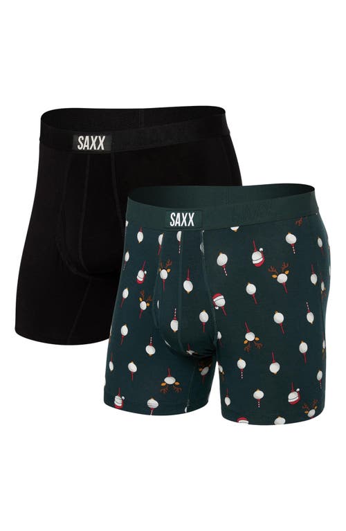 Shop Saxx Ultra Super Soft 2-pack Relaxed Fit Boxer Briefs In Christmas Tee/black