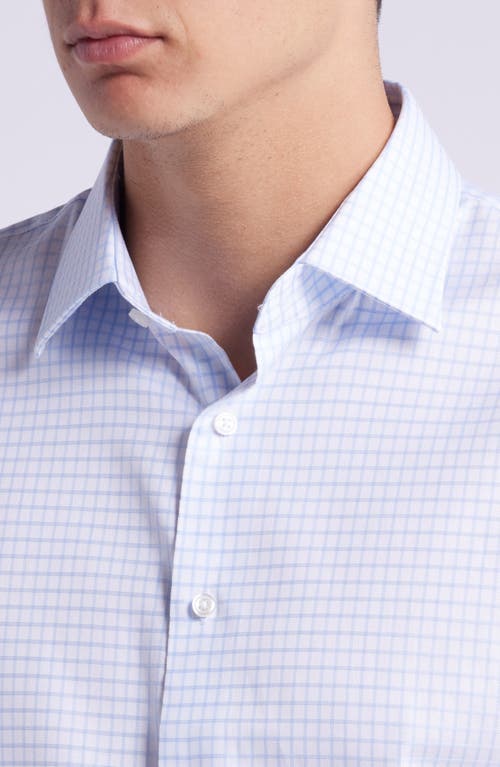 Nordstrom Trim Fit Grid Dress Shirt In White- Blue Twill Grid