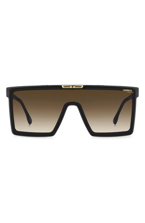 Carrera Eyewear 99mm Oversize Gradient Shield Sunglasses in Matte Black/Black Brown Green 