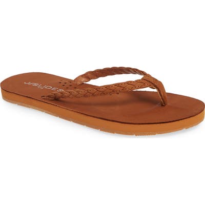 Jslides Nadia Braided Flip Flop, Brown