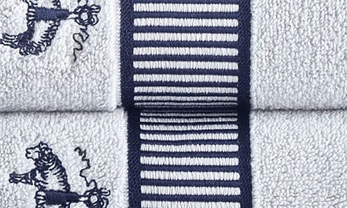 Shop Brooks Brothers Fancy Border 2-pack Turkish Cotton Washcloths In Silver