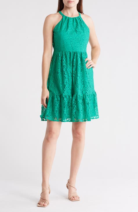 Halter Neck Sleeveless Lace Dress