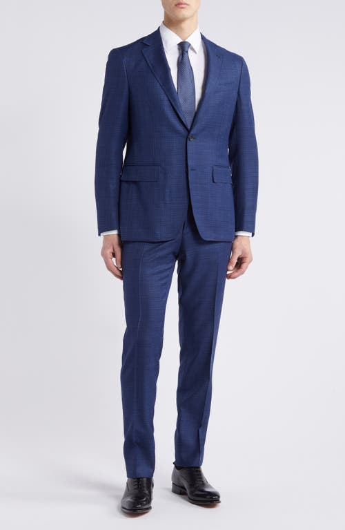 Canali Kei Trim Fit Plaid Wool Suit Bright Blue at Nordstrom, Us