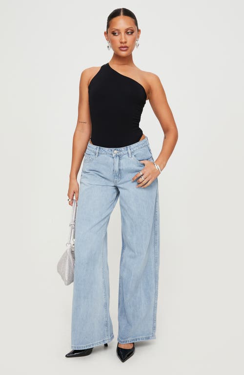 Shop Princess Polly Ramos Low Rise Wide Leg Jeans In Blue