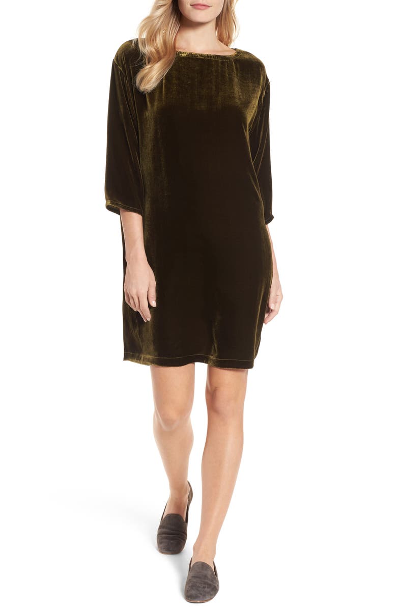 Eileen Fisher Velvet Shift Dress (Regular & Petite) | Nordstrom