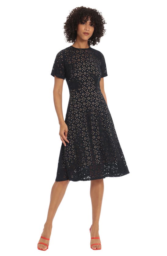 Maggy London Navy Fit & Flare Midi Dress main image 1
