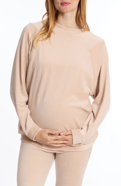 Cache Coeur Enzo Long Sleeve Velour Maternity Sleep Top In Beige