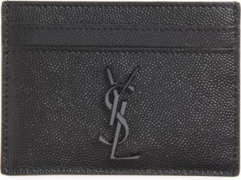 saint laurent paris credit card case in grain de poudre embossed leather
