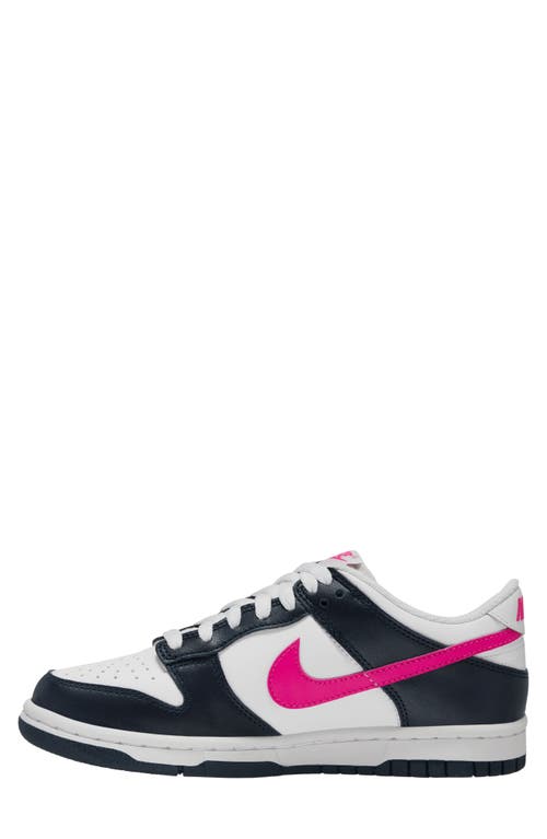 Nike Kids' Dunk Low Basketball Sneaker In Dark Obsidian/pink/white
