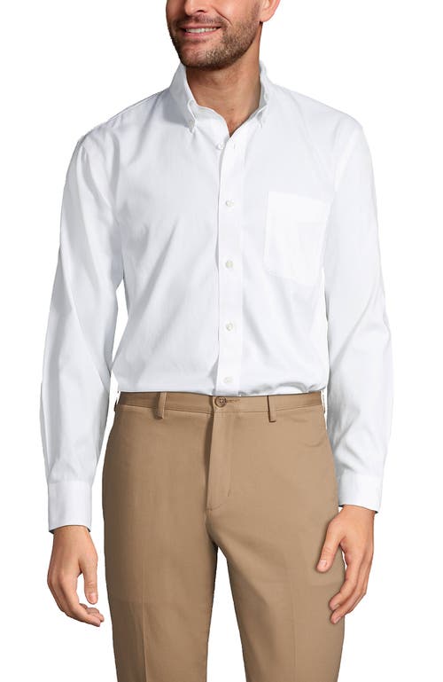 Lands' End Traditional Fit Solid No Iron Supima Pinpoint Buttondown Collar Dress Shirt In White