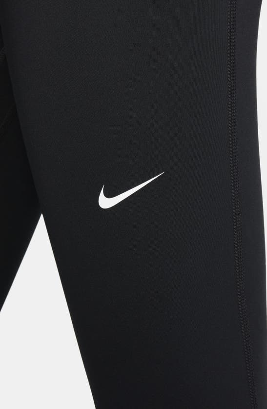 Shop Nike Pro Mid Rise Leggings In Black/ Lilac Bloom/ White